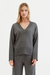 Dark-Grey Wool-Cashmere V-Neck Sweater