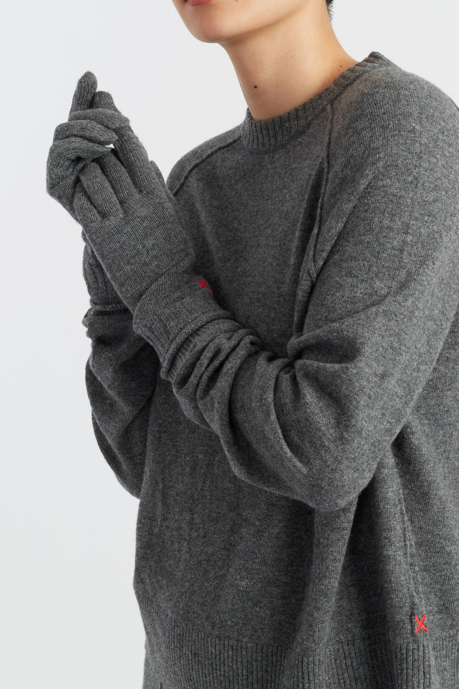 Grey Wool-Cashmere Gloves