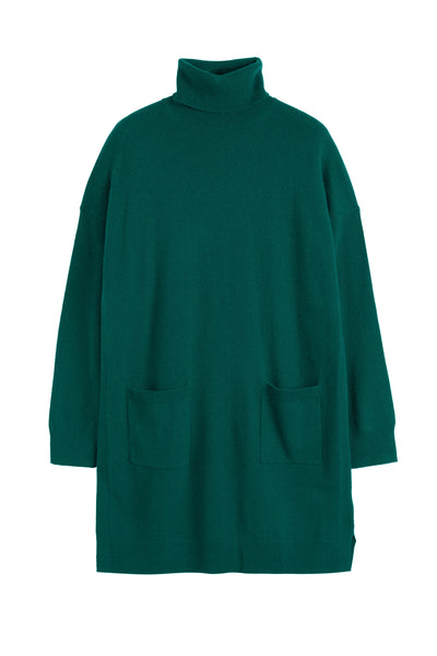 Emerald Wool-Cashmere Mini Rollneck Dress