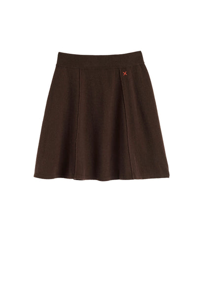 Chocolate Wool-Cashmere Mini Skirt