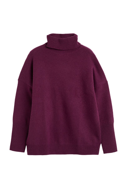 Purple sweater with a high collar on a white background