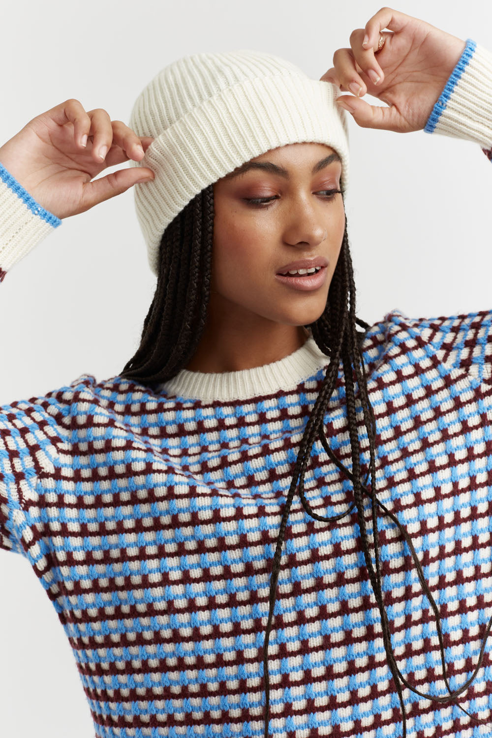 Cream Ribbed Wool-Cashmere Hat