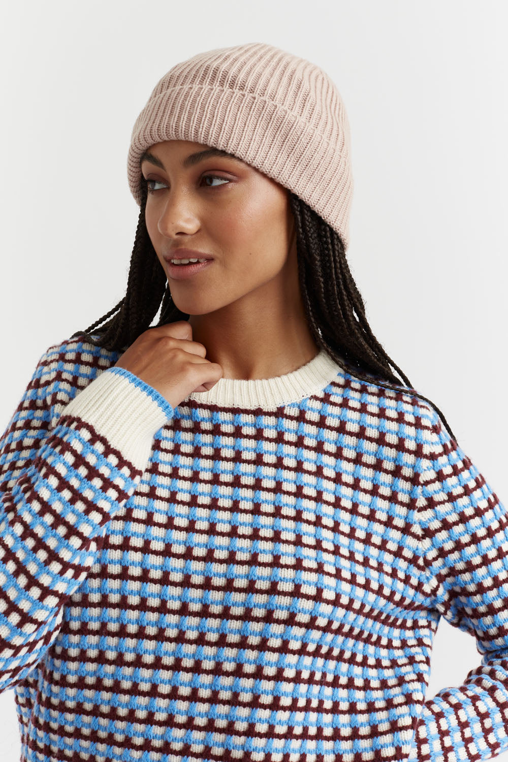 Powder-Pink Ribbed Wool-Cashmere Hat