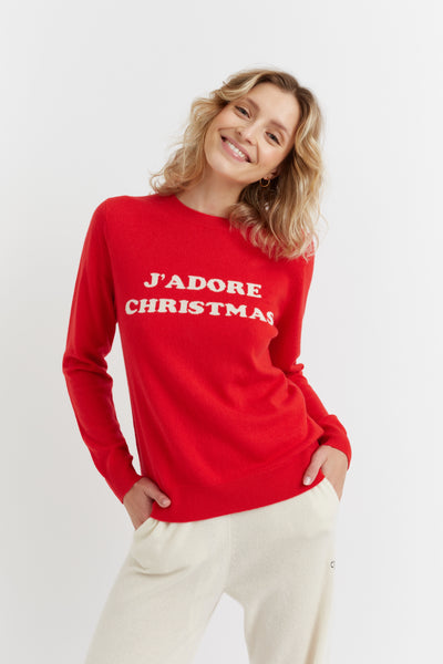 Red Wool-Cashmere J'Adore Christmas Sweater