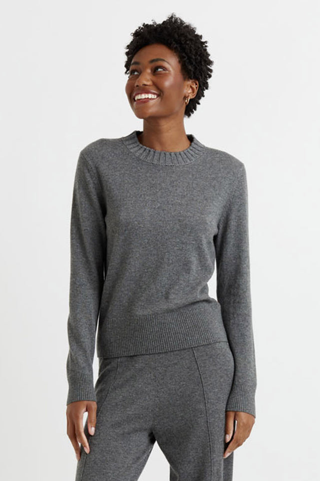 Dark-Grey Wool-Cashmere Cropped Sweater image 1