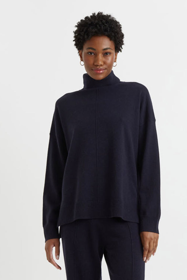 Navy Wool-Cashmere Rollneck Sweater image 1