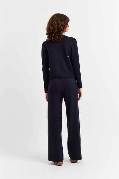 Navy Pure Cashmere Cropped Sweater