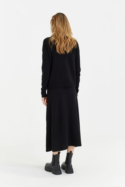 Black Wool-Cashmere Collared Sweater