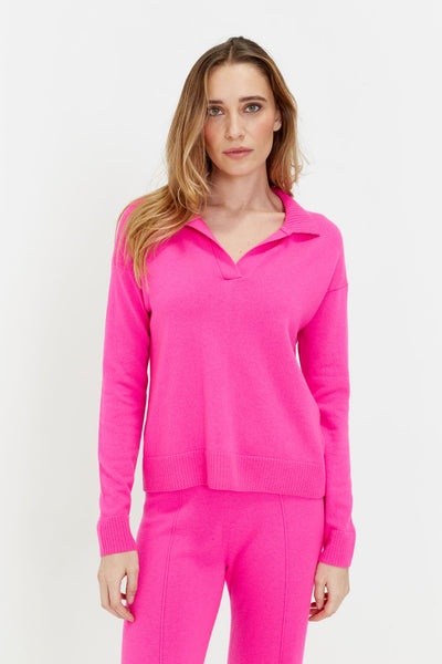 fuchsia-wool-cashmere-collared-sweater