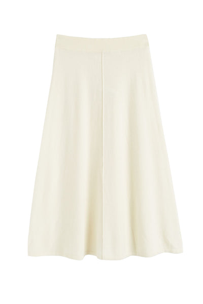 Cream Wool-Cashmere Midi Skirt