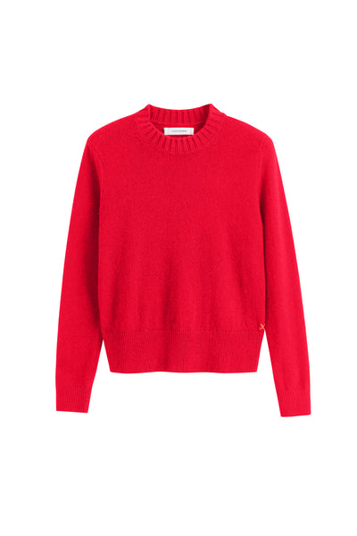 Velvet-Red Wool-Cashmere Cropped Sweater