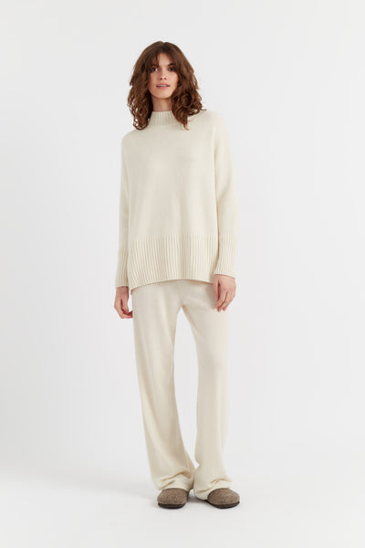 Cream Pure Cashmere Comfort Sweater