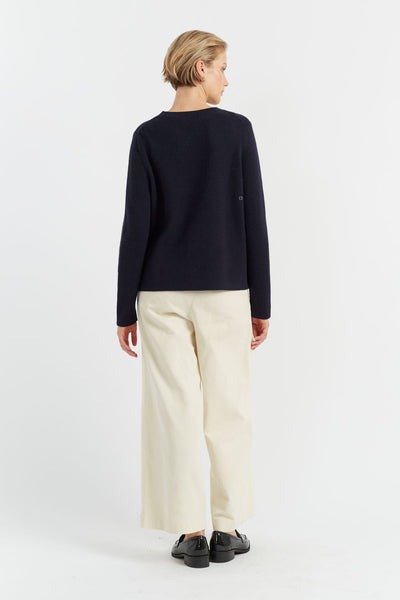 Navy Pure Cashmere Boxy Sweater