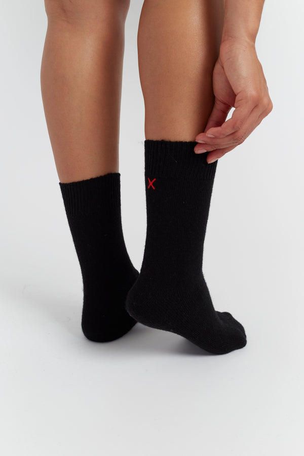 Black Wool-Cashmere Socks