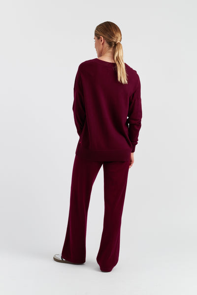 Claret Wool-Cashmere Slouchy Sweater