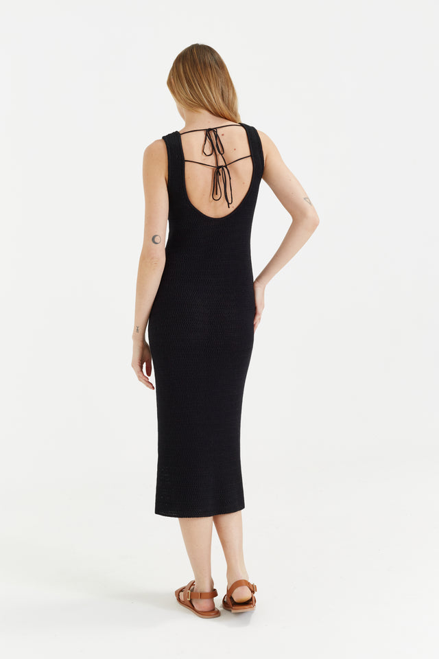 Black Linen-Cotton Ibiza Dress image 3