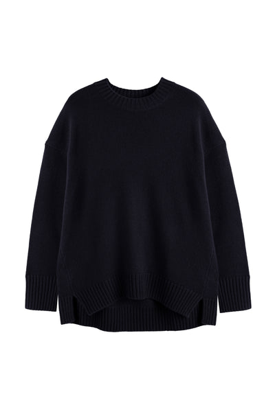 Navy Pure Cashmere Chunky Crew Neck Sweater