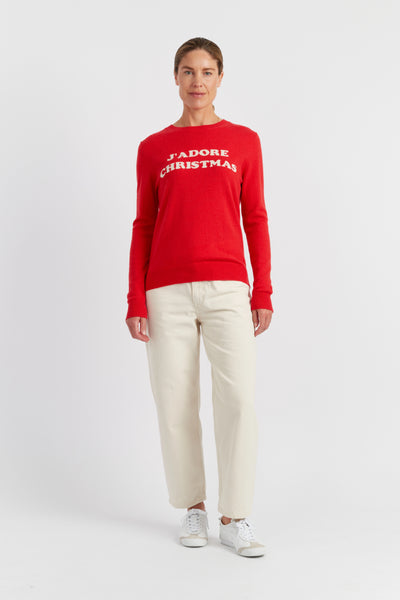 Red Wool-Cashmere J'Adore Christmas Sweater