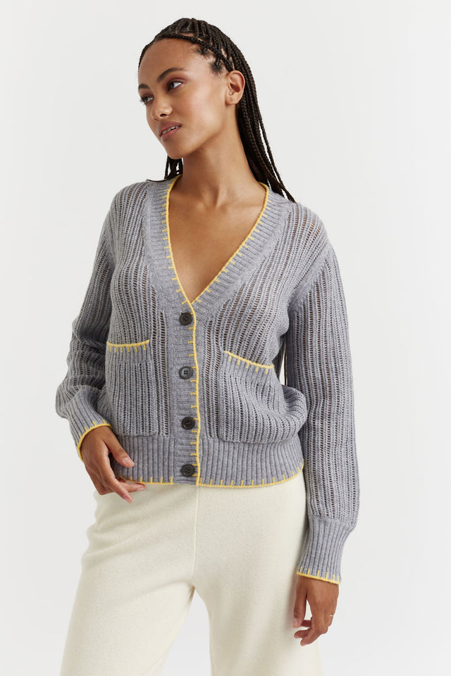 Grey Wool-Cashmere Summer Stitch Cardigan image 1