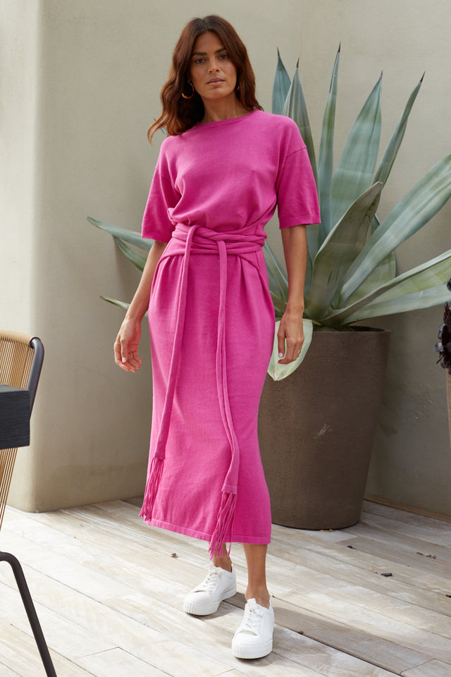 Berry-Pink Linen-Cotton Monaco Dress image 4