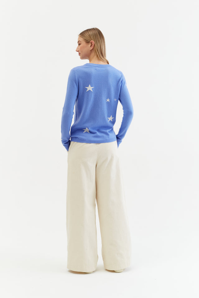 Powder-Blue Wool-Cashmere Star Sweater image 3