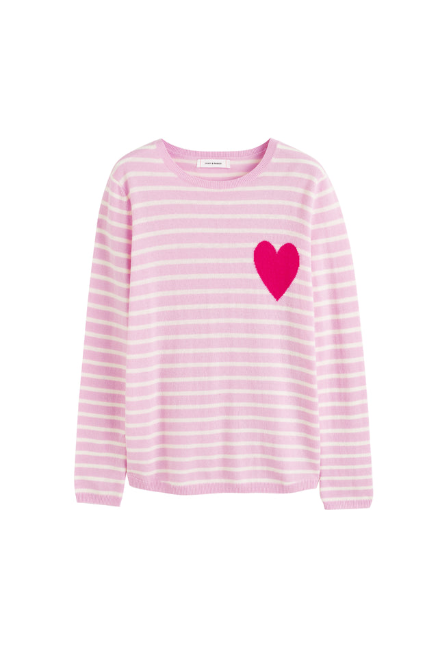 Pink-Lemonade Breton Heart Wool-Cashmere Sweater image 2