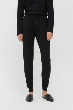 Black Pure Cashmere Track Pants