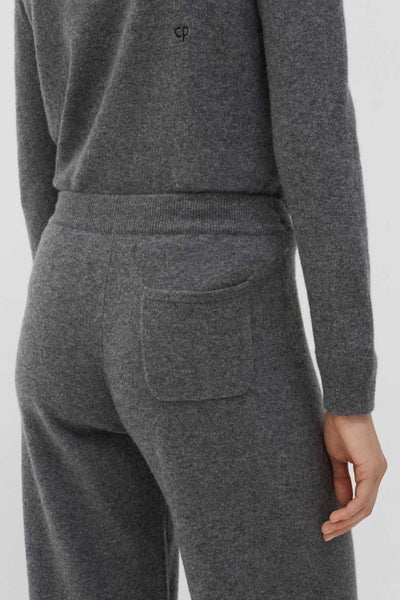 Mid-Grey Pure Cashmere Wide-Leg Track Pants