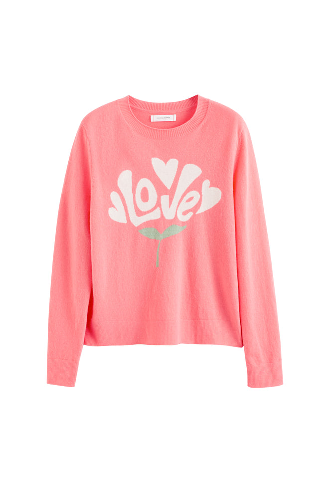 Coral Wool-Cashmere Bloom Love Sweater image 2