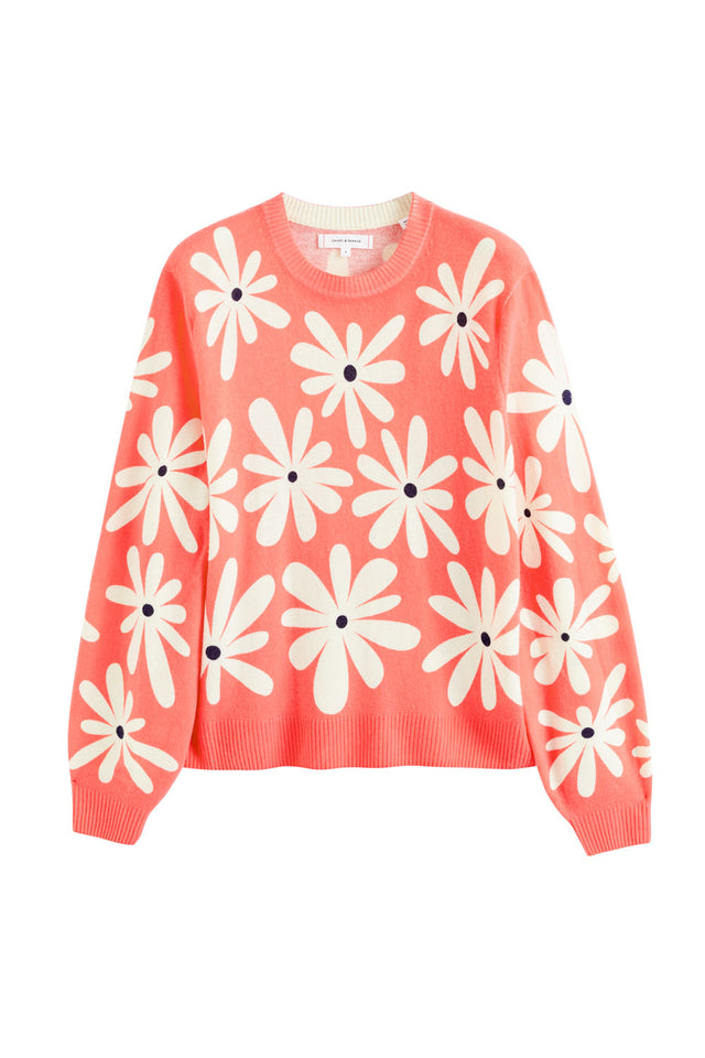 Coral Wool-Cashmere Ditsy Daisy Sweater image 2