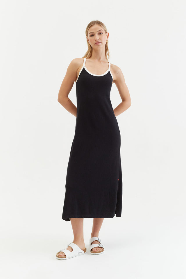 Black Cotton-Linen Summer Dress image 1