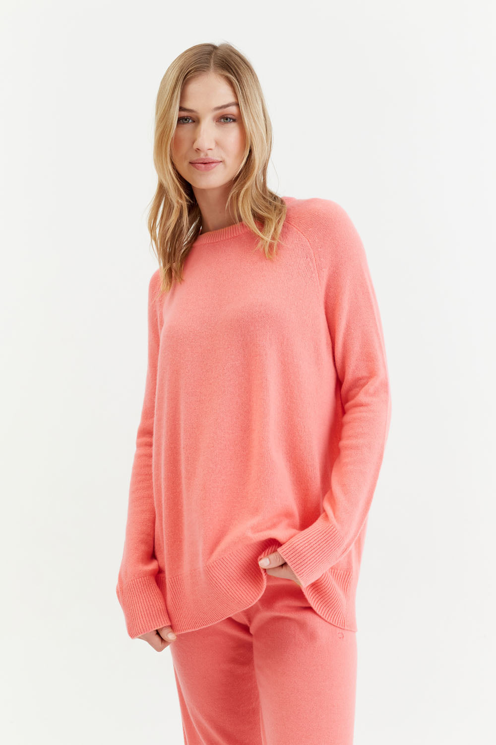 Coral Cashmere Slouchy Sweater