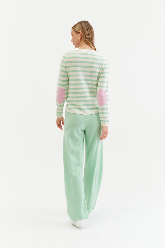 Mint-Cream Wool-Cashmere Stripe Sweater image 3