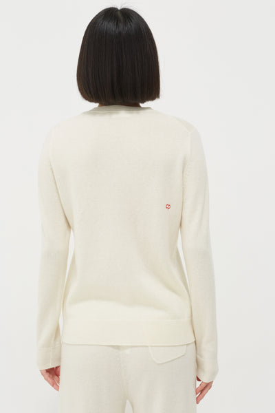 Cream Wool-Cashmere J'adore Christmas Sweater