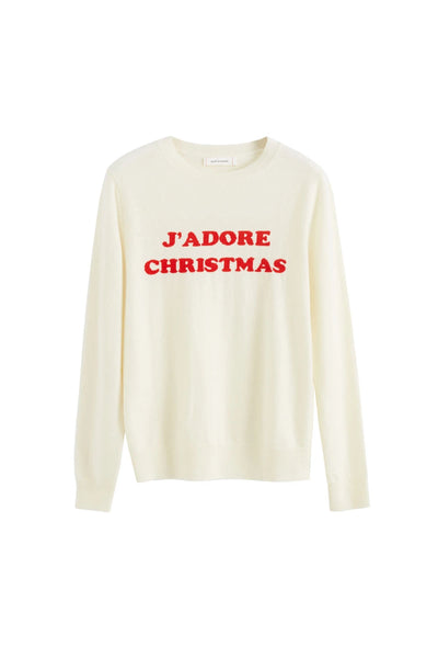 Cream Wool-Cashmere J'adore Christmas Sweater