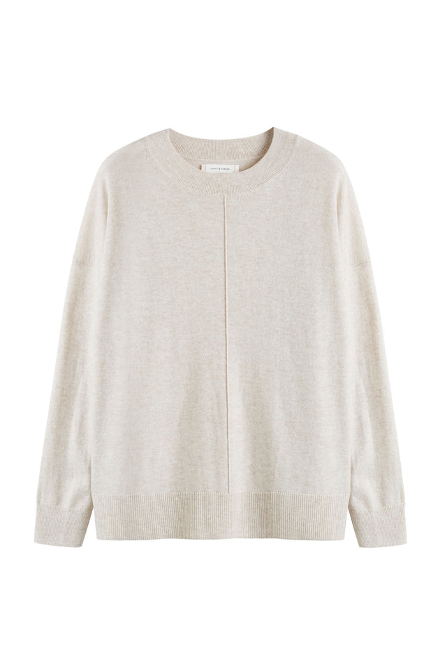 Light-Oatmeal Wool-Cashmere Slouchy Sweater image 2