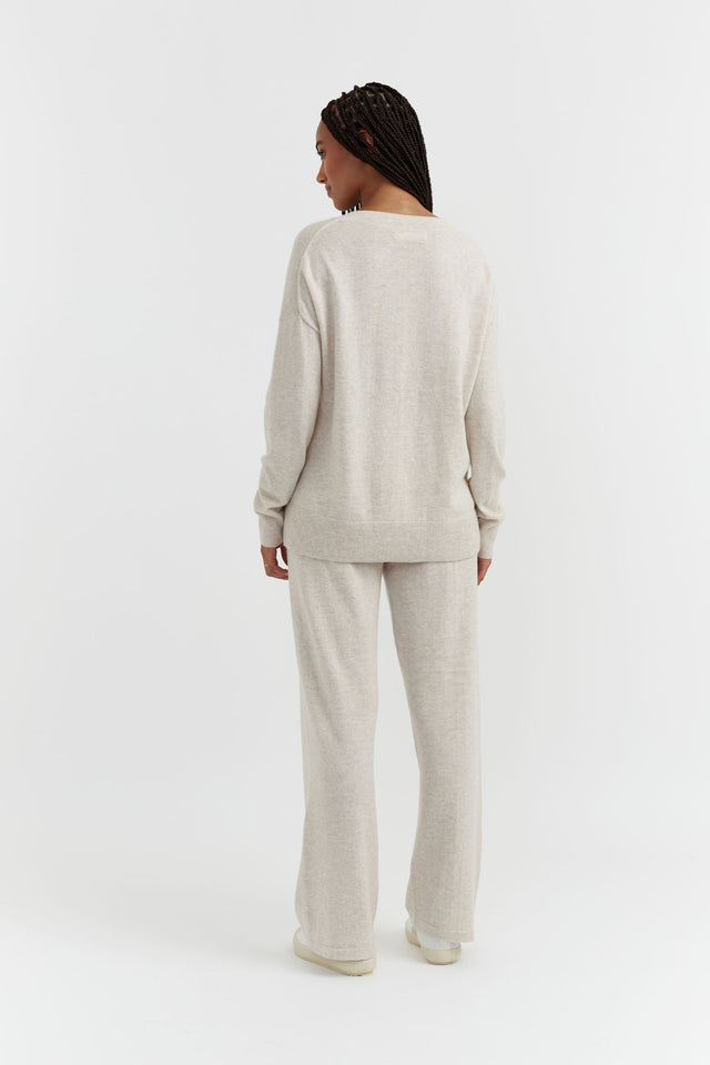 Light-Oatmeal Wool-Cashmere Slouchy Sweater image 3