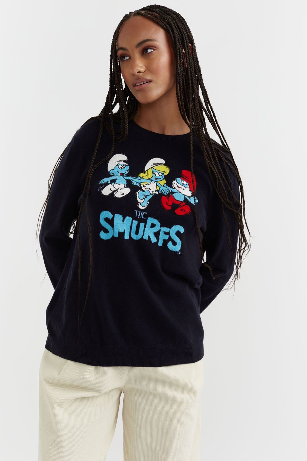 Navy Wool-Cashmere Smurfs Gang Sweater