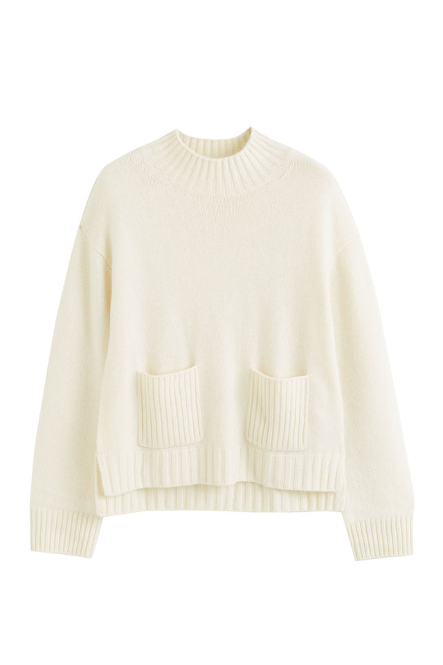 Cream Cashmere Patch Pocket Sweater image 2