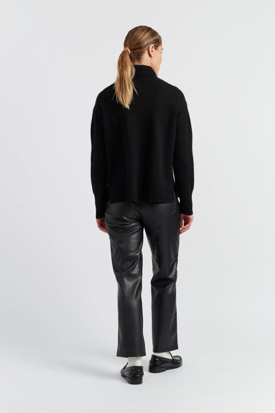 Black Pure Cashmere Relaxed Rollneck Sweater