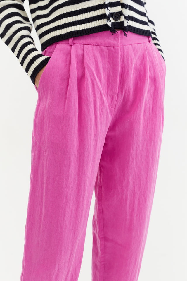 Berry-Pink Lyocell Cropped Trousers image 4