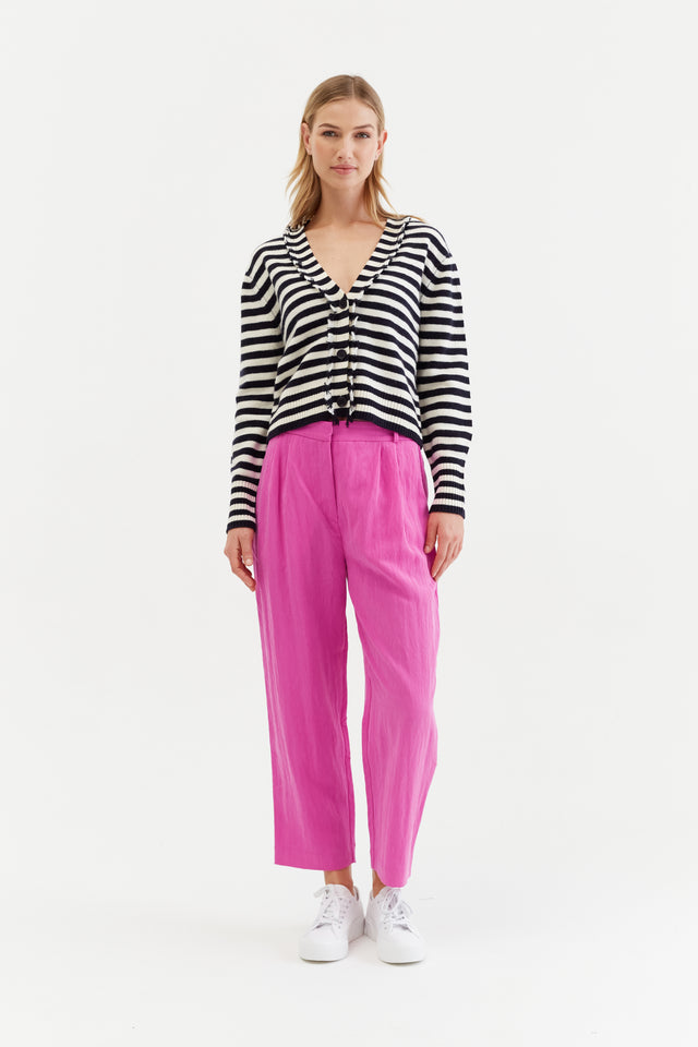 Berry-Pink Lyocell Cropped Trousers image 1