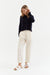 Cream Lyocell Cropped Trousers