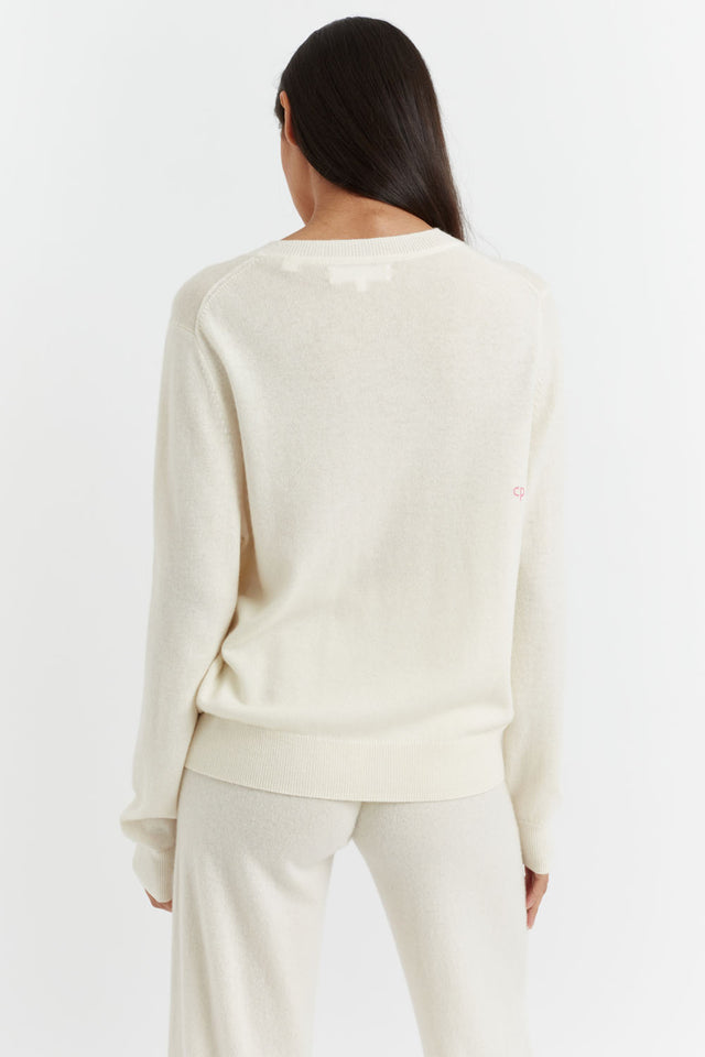 Cream Wool-Cashmere Smurfs in Bloom Sweater image 3