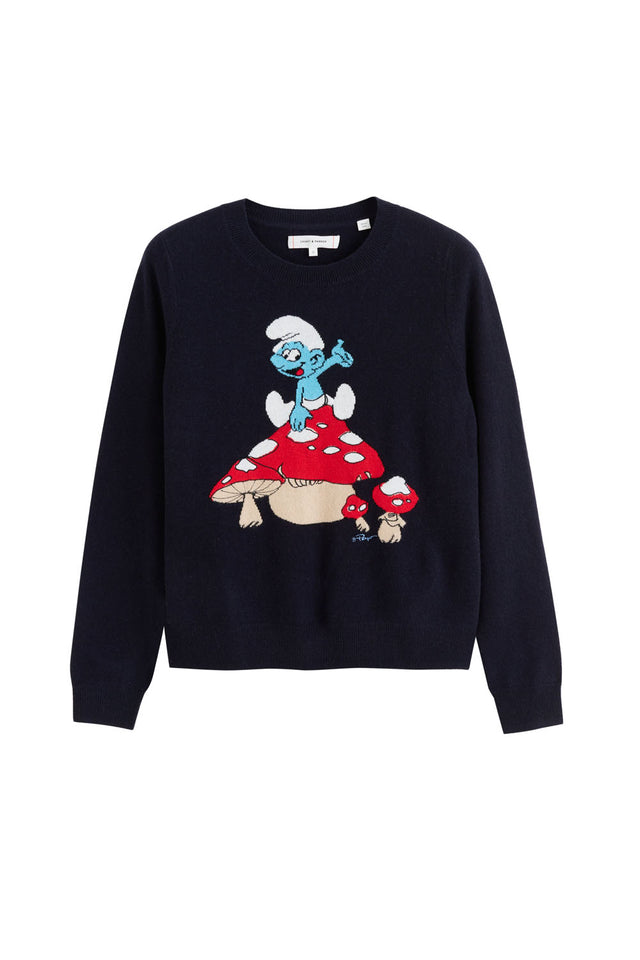 Navy Wool-Cashmere Magic Mushroom Sweater image 2