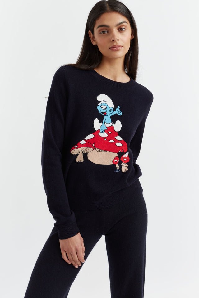 Navy Wool-Cashmere Magic Mushroom Sweater image 4