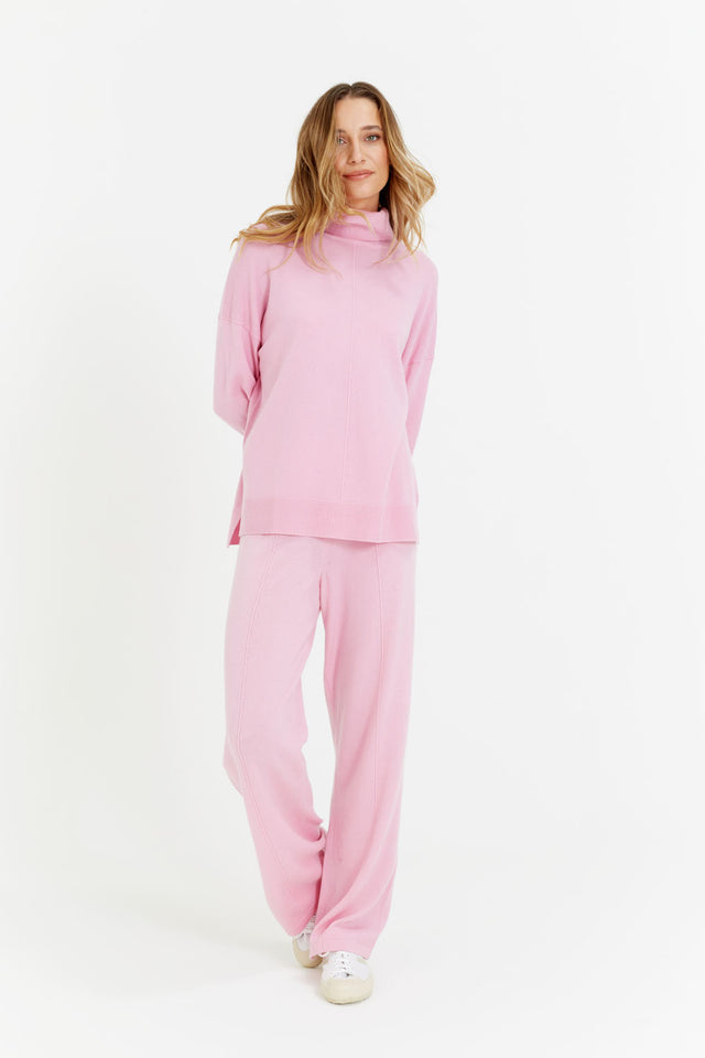 Pink-Lemonade Wool-Cashmere Wide-Leg Track Pants image 1