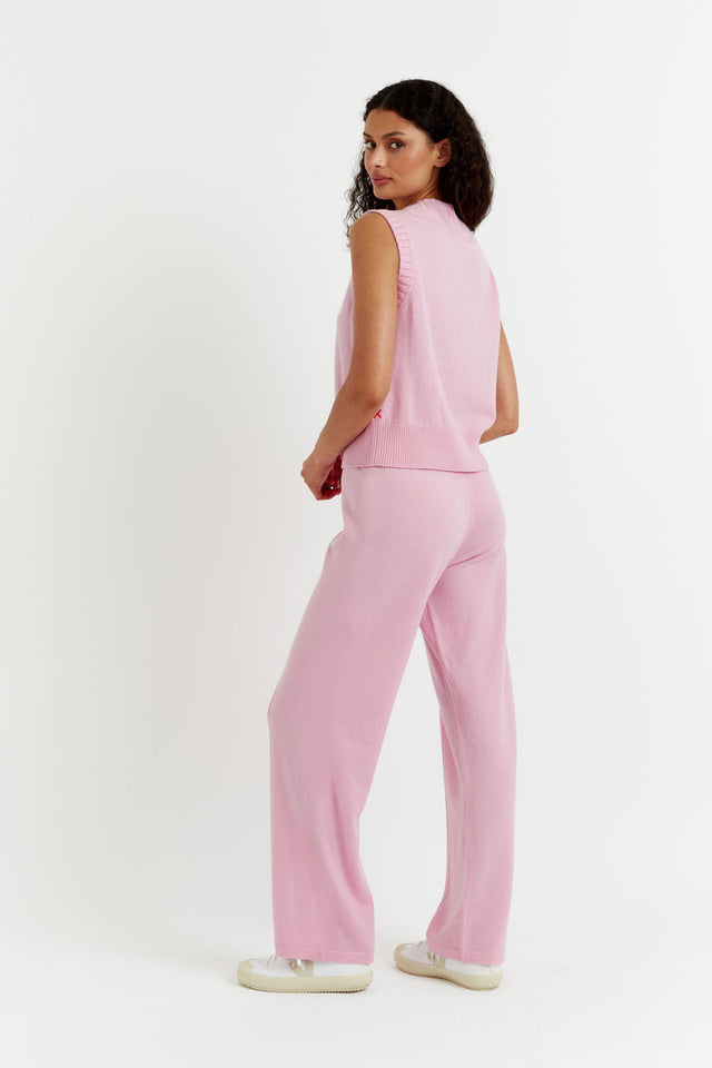 Pink-Lemonade Wool-Cashmere Wide-Leg Track Pants image 3