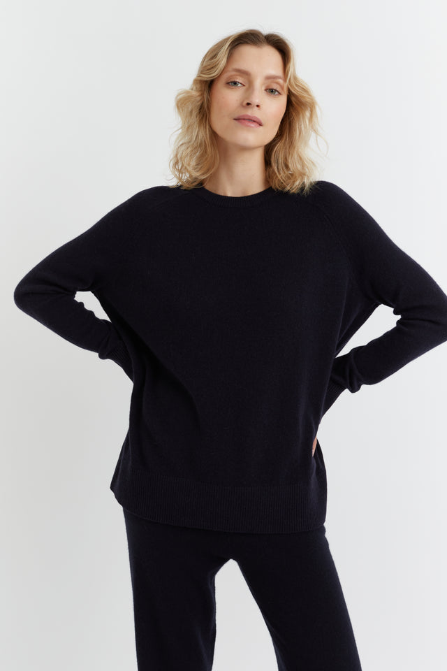 Navy Cashmere Slouchy Sweater image 1