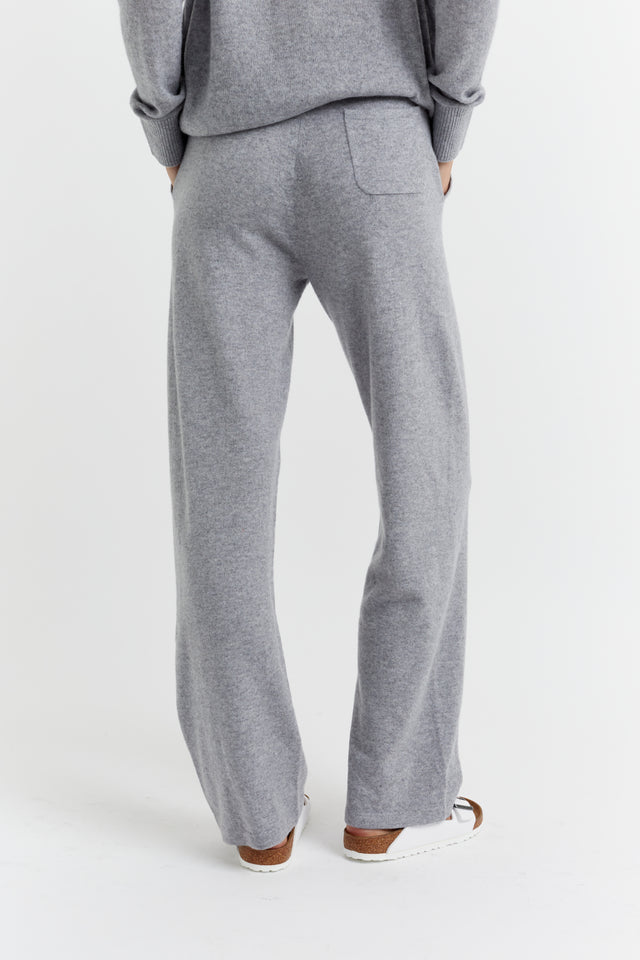 Grey-Marl Cashmere Wide-Leg Pants image 3